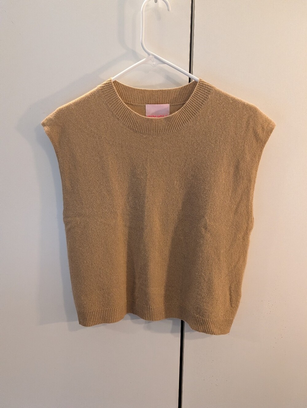 Crush Woman's Size 1(S) Cashmere Sleeveless Knit Top in Camel Tan